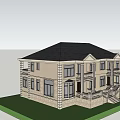 Twin Villa Exterior With Two Story Structure Black Roof Balconies And Porches