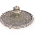 Circular Multi Tiered Stone Fountain With Decorative Textured Base Design