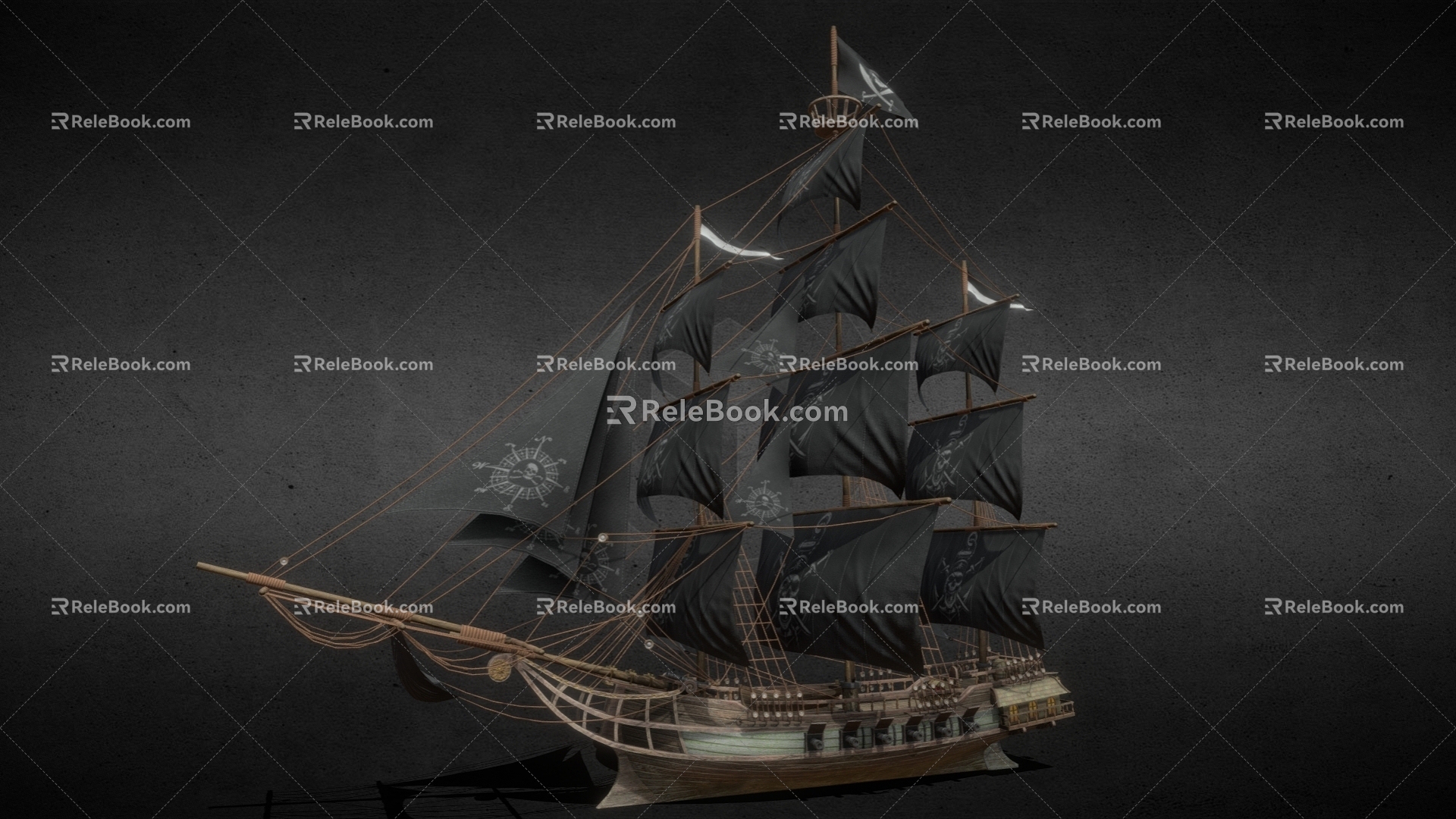 Vintage Sailing Medieval Pirate Ship 3d model