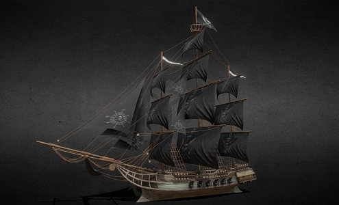 Vintage Sailing Medieval Pirate Ship 3d model