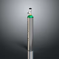 Silver Gas Cylinder With Green Top And Pressure Control Valve