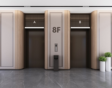 Style Elevator Aisle Corridor Public Area Features Office Building Elevator 3d model