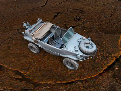 Gray Military Tank On Dry Cracked Ground With Vintage Terrain Features 3d model