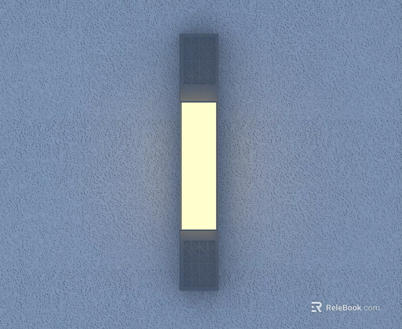 Modern Minimalist Wall Sconce Mounted On Gray Textured Wall With Long Rectangular Light 3d model