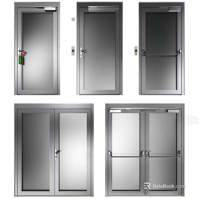 Stainless Steel Doors With Various Designs Single And Double Panel Options 3d model 