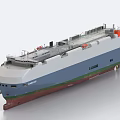 Modern Cargo Ship With Red Bottom Blue Hull And White Upper Deck Equipment Structures 3d model