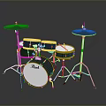 5 Piece Complete Drum Set With Snare Bass Drums Cymbals And Metal Stands