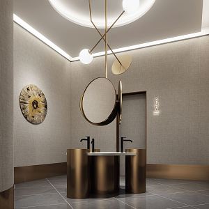 Light Luxury Toilet Public Toilet 3d model