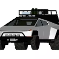 White Off Road Car With Roof Rack And Large Off Road Tires