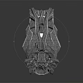 3D Rendered Abstract Rock Structure Featuring Complex Geometric Textures And Layered Gray On Black Background
