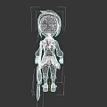 3D Game Character With Blonde Short Hair Blue Eyes Brown And Blue Outfit Holding Sword