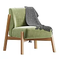 Gray Accent Chair With Wooden Legs Soft Upholstery Cozy Throw Blanket And Color Options