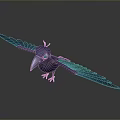Animated Blue Crow Flying with Spread Wings and Vibrant Feathers