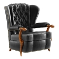 Black Leather Chesterfield Club Chair 3d model