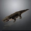 Crocodile 3D Model With Open Mouth Sharp Teeth And Realistic Scales On Gray Background