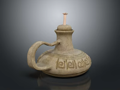 Ancient Ceramic Sculpture With Intricate Carved Patterns Decorative Handle And Ornate Top Design 3d model