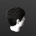 Model Displaying Short Black Hair Side Profile View On White Head Form 3d model