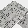 Modern Square Rug with Geometric Pattern and Black White Lines Design 3d model