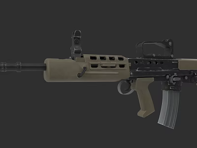 Tactical Assault Rifle With Sand And Black Finish Ventilated Handguard Scope And Magazine 3d model