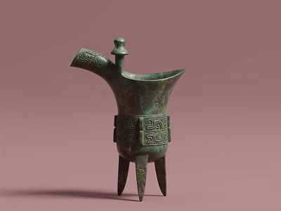 Traditional Ceramic Vessel With Three Legs Lid And Intricate Engraved Patterns 3d model