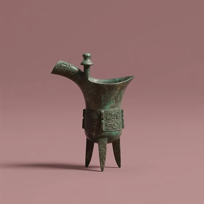 Traditional Ceramic Vessel With Three Legs Lid And Intricate Engraved Patterns 3d model