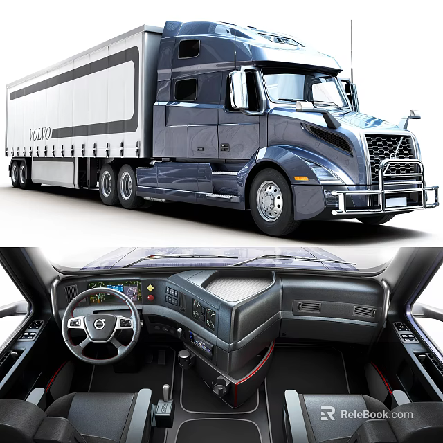 Volvo Modern Truck Exterior Design With Spacious Interior Cabin Dashboard And Steering Wheel 3d model 
