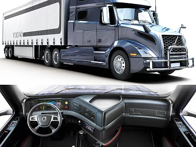 Volvo Modern Truck Exterior Design With Spacious Interior Cabin Dashboard And Steering Wheel 3d model