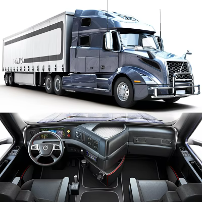 Volvo Modern Truck Exterior Design With Spacious Interior Cabin Dashboard And Steering Wheel 3d model