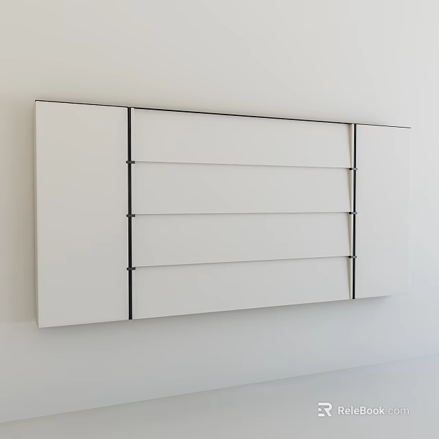 Sleek Modern White Wall Design With Panels Divided By Black Lines 3d model