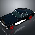 Vintage Black Classic Car With Sleek Design And Red Rims