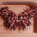 Elegant Butterfly Shaped Floral Installation with Pink Red Blooms and Green Foliage in Arched Frame