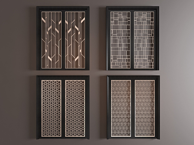 Modern sliding door sliding door combination 3d model