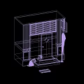 Black Building Model Featuring Swing Door Marble Top Steps And KB Sign