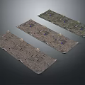 Modern Textured Ground Panels With Blue Square Elements And Decorative Stone Patterns 3d model