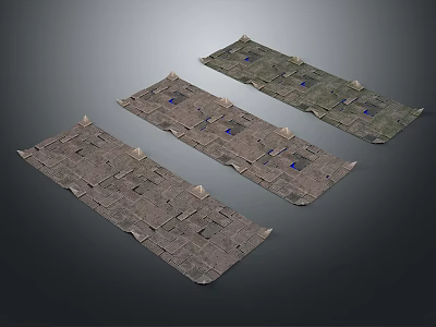 Modern Textured Ground Panels With Blue Square Elements And Decorative Stone Patterns 3d model