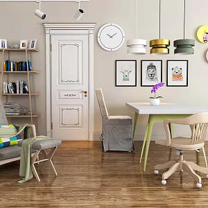 Nordic Dining Table and Chair Combination Chair 3d model