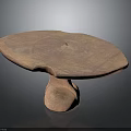 Handcrafted Wooden Table With Natural Grain Irregular Round Top And Solid Base 3d model