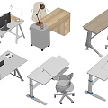 Modern Desk Designs With Adjustable Heights Ergonomic Chairs And Storage Features 3d model