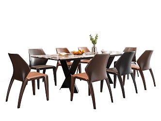 Modern Dining Table and Chair 3d model