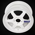 White Volk Racing TE37 Wheel Rim With Multi Spoke Design And Brand Logo