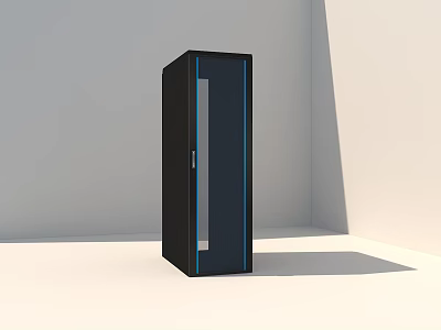 Black Server Cabinet With Glass Door For Computer Equipment Storage 3d model