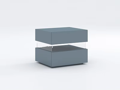 Modern Gray Bedside Table With Two Storage Drawers And Glass Shelf Design 3d model