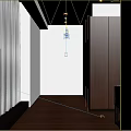 Modern Minimalist Living Room With Dark Wood Cabinet Sheer Curtain And Recessed Ceiling Lights