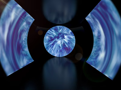 Abstract Blue Purple Vortex Art With Circular Core And Symmetrical Arcs On Dark Background 3d model