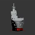Gray And Red Warship With Flat Deck Yellow Area Superstructure And Detailed Design