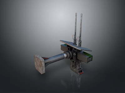 Mechanical Weapon With Metal Structure Cylindrical Barrel And Support Frame Design 3d model