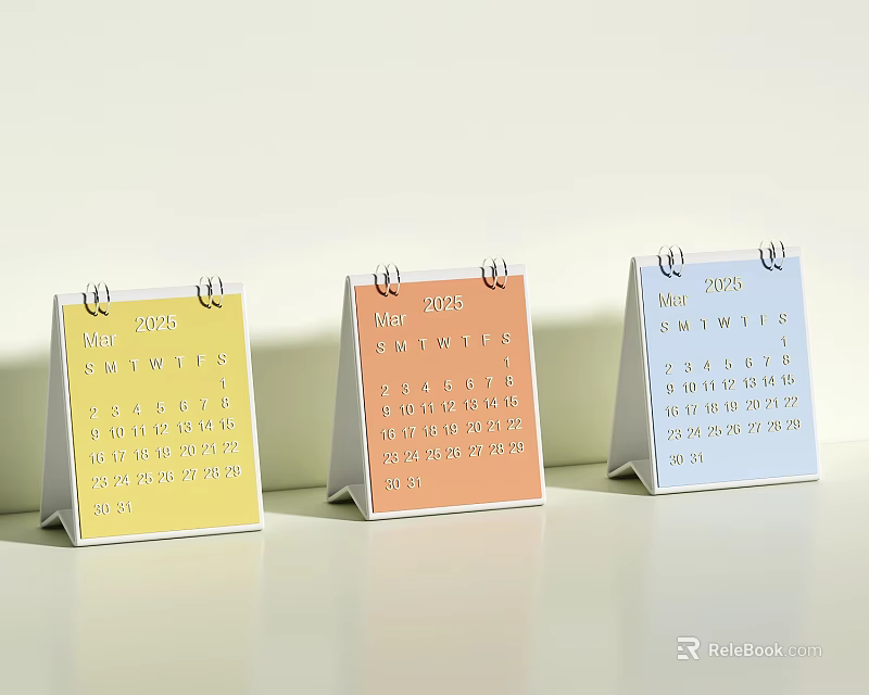 Colorful 2025 Desk Calendars With May June July Months 3d model 