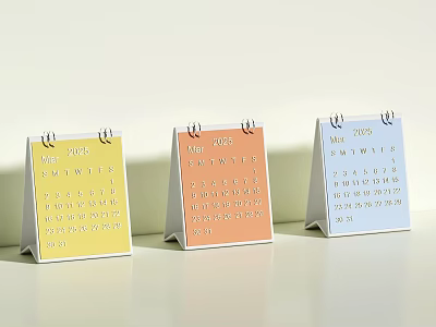 Colorful 2025 Desk Calendars With May June July Months 3d model