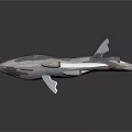 Gray and White Camouflage Shark 3D Model with Sharp Edges Tail Fins on Black Background