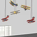 Colorful Hanging Airplane Model Decorations with Red Yellow Designs for Room Decoration